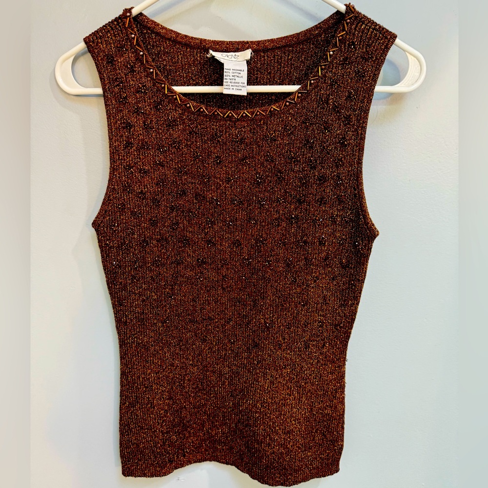 Sparkly beaded stretchy sleeveless top by Cache